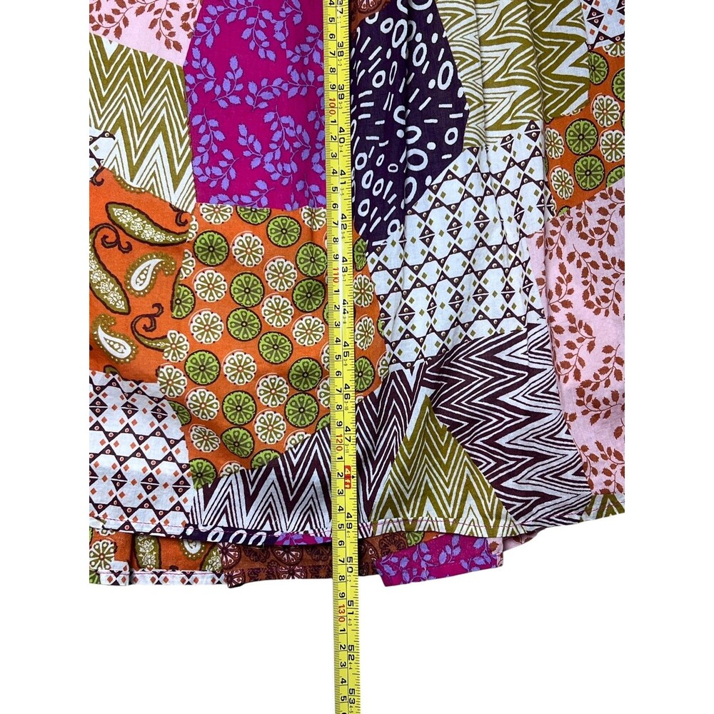 Fate Patchwork Boho Midi Maxi Dress Medium Cotton Belted Tiered Pockets 50" - Picture 8 of 13
